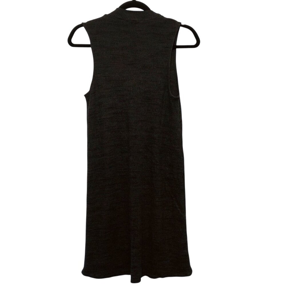 Splendid Solid Black Ribbed Mock Neck Sleeveless … - image 2